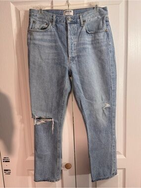 AGOLDE Logan jeans high rise button fly straight leg light wash size 30